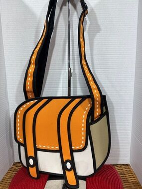 Jump from Paper Cheese Orange 2D Style Flat Crossbody Camera Bag